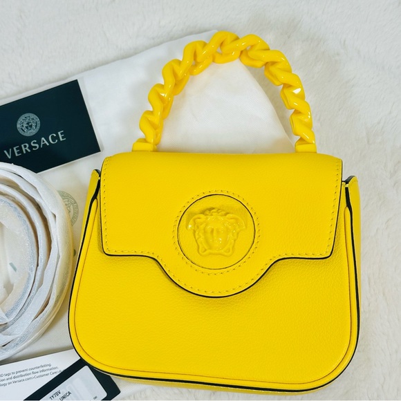 Versace La Medusa Mini Yellow Crossbody Top Handle Shoulder Bag NWT - Picture 12 of 14